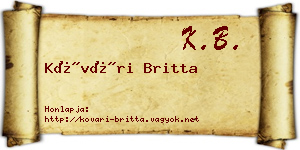 Kővári Britta névjegykártya